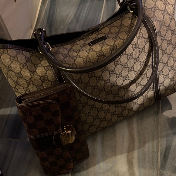 Gucci Beige and Brown Patterned Tote:Clutch Wristlet Bundle - Picture 5 of 5